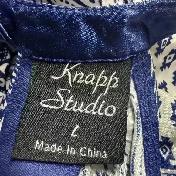 Knapp Studio Women’s L Blue Sleeveless Blouse High Neck High/Low Tunic Top - Picture 8 of 10